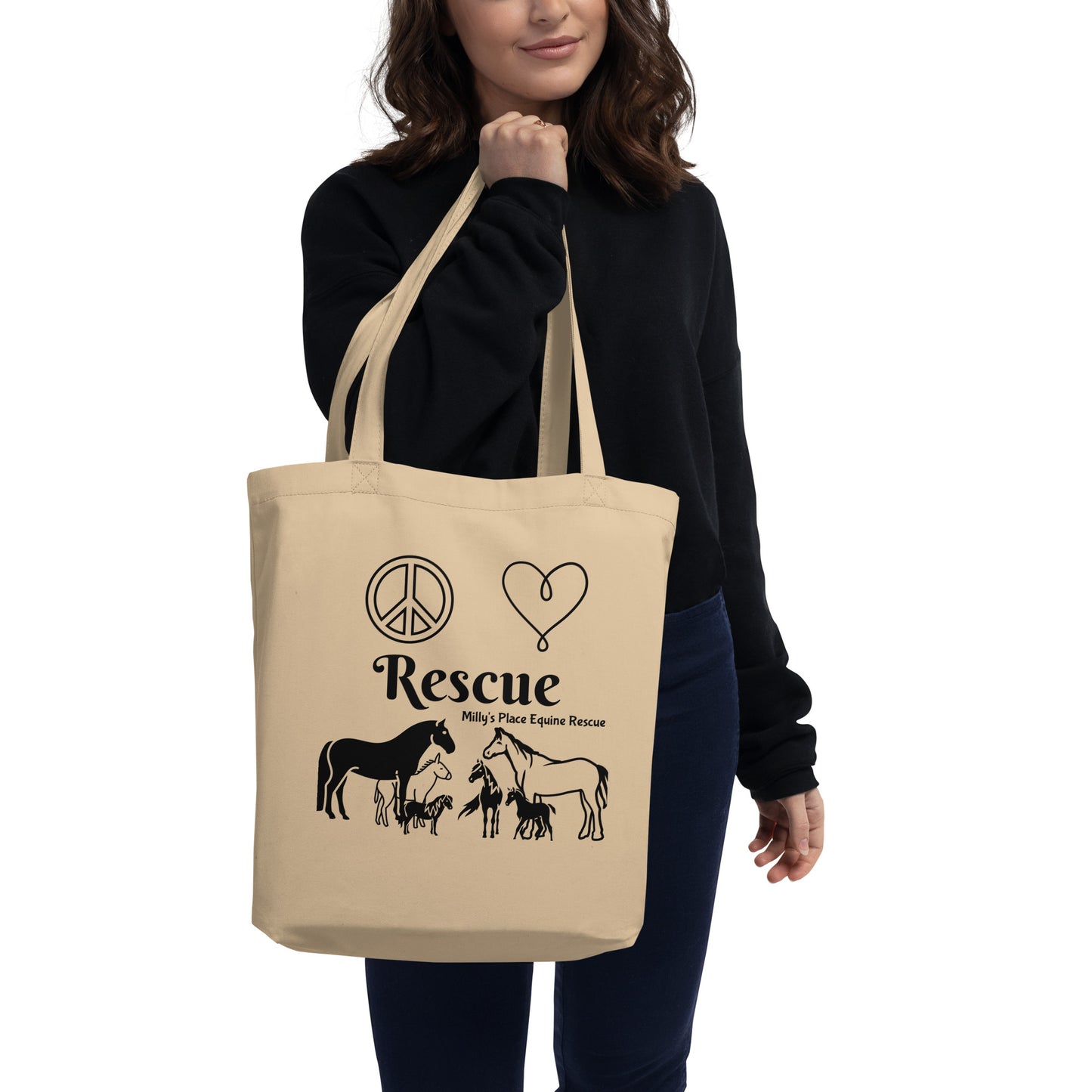 Peace, Love, Rescue - Eco Tote Bag - Milly's Place Equine Rescue