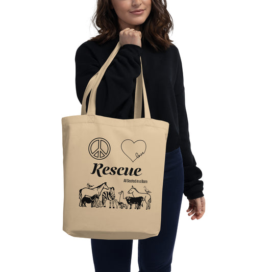 Peace, Love, Rescue - All Seated in a Barn - Eco Tote Bag